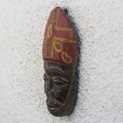 African wood mask, 'Bishop' - African Wood Mask of a Bishop from Ghana