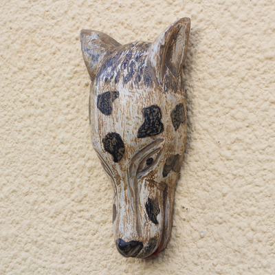 African wood mask, 'Spotted Dog' - African Wood Mask of a Spotted Dog from Ghana