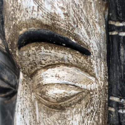 African wood mask, 'Asantewaa Duality' - African Wood Mask of Yaa Asantewaa from Ghana