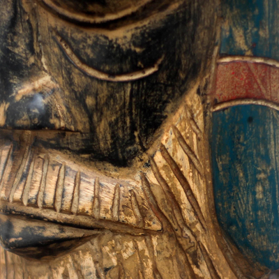 Máscara de madera africana - Máscara de sacerdote romano de madera africana de Ghana