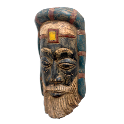 African wood mask, 'Roman Priest' - African Wood Roman Priest Mask from Ghana