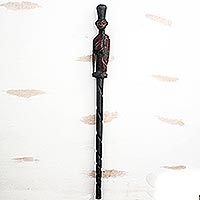 Wood walking stick, 'King's Stride' - Hand Carved African Wood Walking Stick