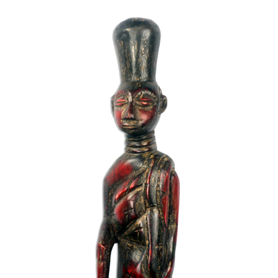 Wood walking stick, 'King's Stride' - Hand Carved African Wood Walking Stick