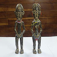 Wood sculptures, 'Ashanti Pair' (pair)