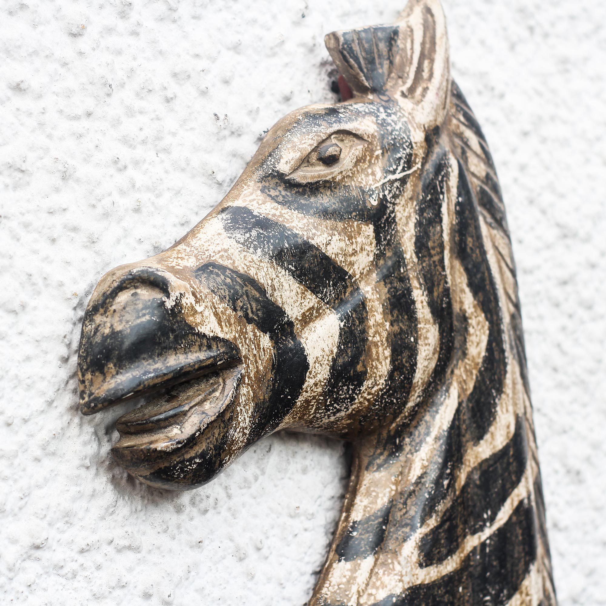 Rustic Sese Wood Zebra Wall Sculpture from Ghana Zebra Profile NOVICA
