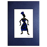 'The Dance I' - Signed Mixed Media Painting of a Woman Dancing from Ghana