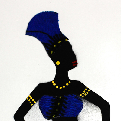 'The Dance I' - Signed Mixed Media Painting of a Woman Dancing from Ghana