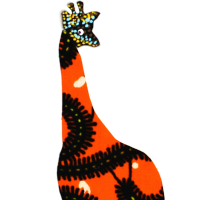 'Giraffe Orange' - Signed Mixed Media Painting of a Giraffe from Ghana