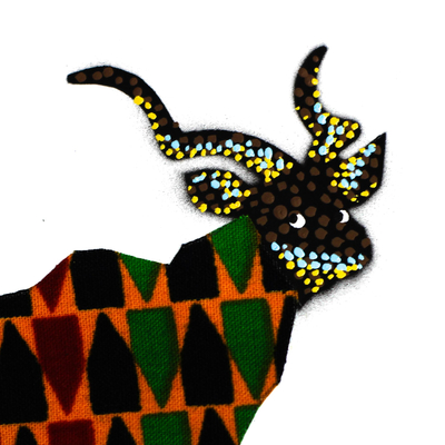 'Deer' - Signed Mixed Media Painting of a Deer from Ghana