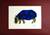 'Hippopotamus Blue' - Signed Hippo Painting with Printed Cotton in Blue from Ghana thumbail
