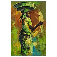 'Selima' - Colorful Expressionist Painting of a Woman from Ghana