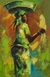 'Selima'. - Buntes expressionistisches Gemälde einer Frau aus Ghana
