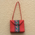 Cotton and faux leather shoulder bag, 'Geranium Vine' - Cotton and Faux Leather Shoulder Bag in Geranium from Ghana thumbail