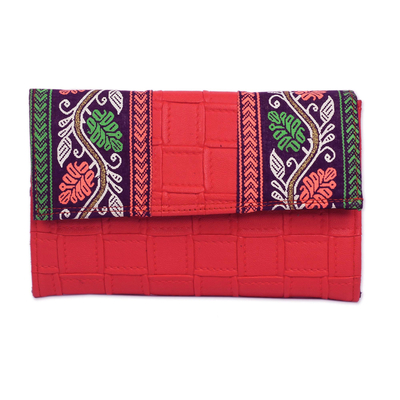 Cotton and Strawberry Faux Leather Clutch from Ghana