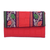 Cotton and faux leather clutch, 'Woman of Style' - Cotton and Strawberry Faux Leather Clutch from Ghana