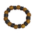 Recycled glass beaded stretch bracelet, 'Alternating Discs' - Brown and Black Recycled Glass Beaded Stretch Bracelet