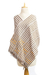 Cotton blend kente cloth shawl, 'Ewe Kings' - Authentic Handwoven Black and White Cotton Kente Cloth Shawl (image 2a) thumbail
