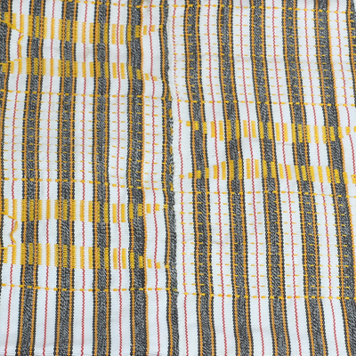 Mantón de tela kente de mezcla de algodón - Chal auténtico de tela kente de algodón blanco y negro tejido a mano