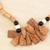 Batik onyx and cow bone beaded pendant necklace, 'Boho Tribe' - Batik Onyx and Bone Beaded Pendant Necklace from Ghana
