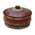 Wood decorative jar, 'Colorful Hut' - Colorful Wood Decorative Jar Crafted in Ghana