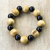 Recycled glass and wood beaded stretch bracelet, 'Cultured' - Recycled Glass and Wood Beaded Stretch Bracelet from Ghana thumbail