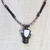Halskette mit Perlenanhänger aus Holz und recyceltem Glas, „Großer Büffel“ – Halskette mit Anhänger aus Holz- und Glasperlen mit Büffelanhänger aus Ghana