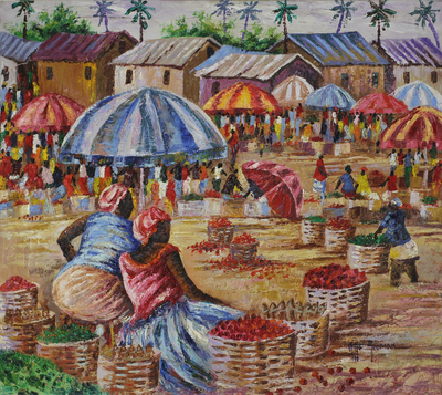 Impressionist Painting of a Tuesday Market from Ghana (2018)