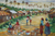 Dorf Biriwa - Impressionistische Dorfmarkt-Szenenmalerei aus Ghana