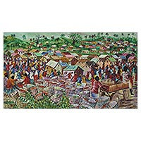 'Central Market' (2018) - Colorful Impressionist Market Scene Painting (2018)