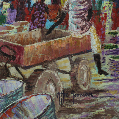 'Central Market' (2018) - Colorful Impressionist Market Scene Painting (2018)