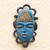 African wood mask, 'Blue Beauty' - Blue Sese Wood and Brass African Mask from Ghana thumbail