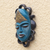 African wood mask, 'Blue Beauty' - Blue Sese Wood and Brass African Mask from Ghana (image 2b) thumbail