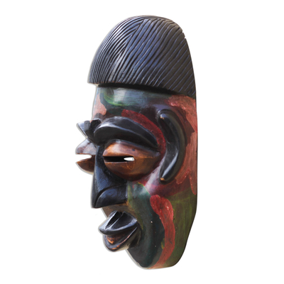 Afrikanische Holzmaske - Mehrfarbige afrikanische Holzmaske, hergestellt in Ghana