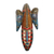 African wood mask, 'Triple Head' - Colorful African Wood Mask Depicting Three Heads from Ghana thumbail