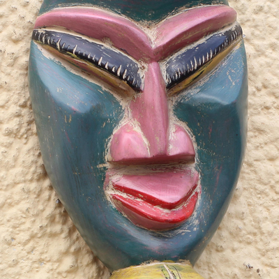 Máscara de madera africana - Máscara de madera de sésé africana de temática gemela de Ghana