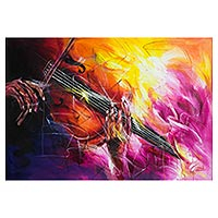 'Joy Is Eminent' (2017) - Signed Expressionist Violin-Themed Painting (2017)