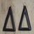 Ebony wood dangle earrings, 'Beautiful Triangles' - Triangular Ebony Wood Dangle Earrings from Ghana (image 2) thumbail
