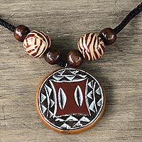Wood pendant necklace, 'African Delight' - Sese Wood Pendant Necklace from Ghana