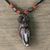 Wood pendant necklace, 'Crocodile Life' - Long Crocodile Head Wood Pendant Necklace