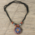 Wood and recycled glass pendant necklace, 'Starry Colors' - Sese Wood and Recycled Glass Pendant Necklace from Ghana (image 2b) thumbail