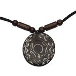 Wood beaded pendant necklace, 'Brilliant Light' - Wood Pendant Necklace Hand Crafted in Ghana