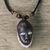 Wood and recycled plastic pendant necklace, 'Baule Portrait' - Baule-Inspired Sese Wood Pendant Necklace from Ghana