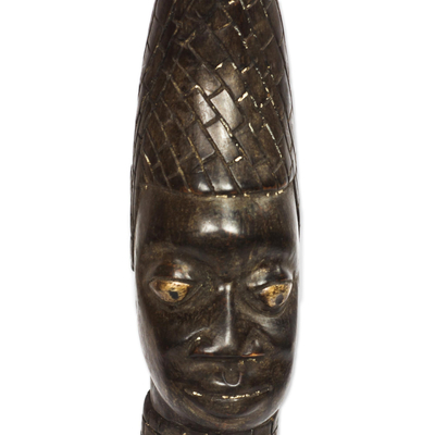 Wood sculpture, 'Chief Bust' - African Sese Wood Bust Sculpture from Ghana