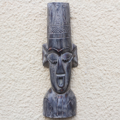 Máscara de madera africana - Máscara de busto de madera africana tallada a mano de Ghana