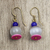 Cat's eye and recycled glass beaded dangle earrings, 'Lovely Beads' - Cat's Eye and Recycled Glass Beaded Dangle Earrings