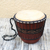 Wood drum, 'Royal Waves' - Wave Pattern Tweneboa Wood Drum from Ghana