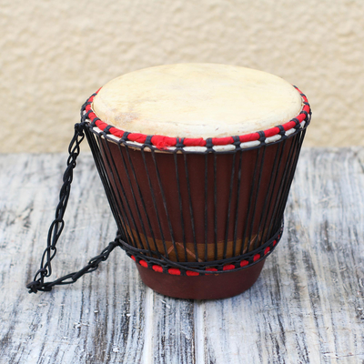 tambor de madera - Tambor de madera Tweneboa rojo y marrón de Ghana