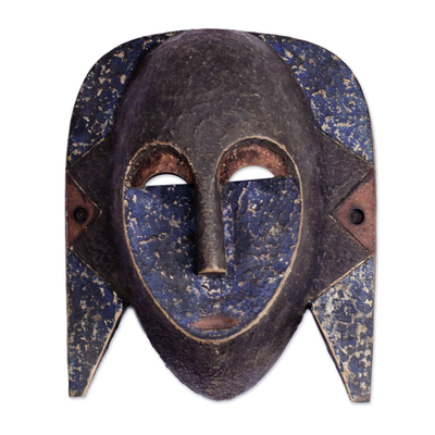 Textured African Sese Wood Mask from Ghana