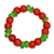 Recycled glass beaded stretch bracelet, 'Karis Colors' - Red and Green Recycled Glass Beaded Stretch Bracelet (image 2a) thumbail