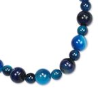 Agate beaded necklace, 'Blue Nsroma' - Blue Agate Beaded Necklace from Ghana